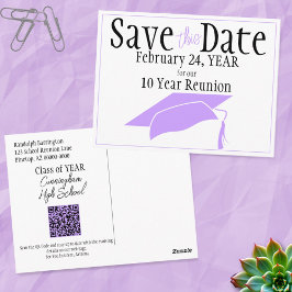 Klasse Wiedersehen Save the Date Lavender Cap QR-C Postkarte