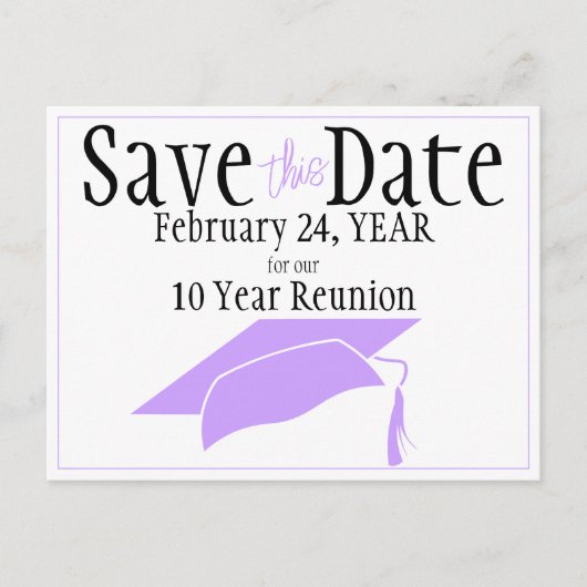 Klasse Wiedersehen Save the Date Lavender Cap QR-C Postkarte (Vorderseite)