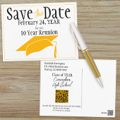 Klasse Wiedersehen Save the Date Orange Cap QR Cod Postkarte