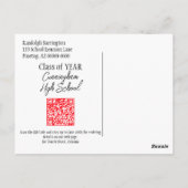 Klasse Wiedersehen Save the Date Red Grad QR-Code Postkarte (Rückseite)