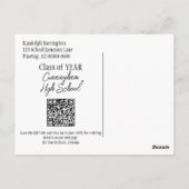 Klasse Wiedersehen Save the Date Schwarz-weißer QR Postkarte (Rückseite)