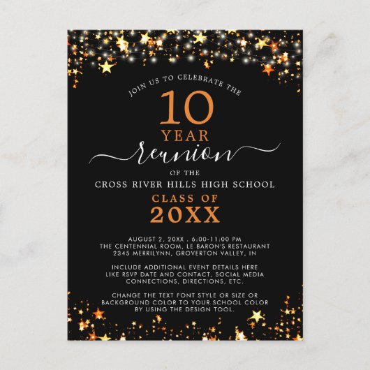 Klasse Wiedersehen Schwarz-Orange-Leuchten jedes J Postkarte (Vorderseite)