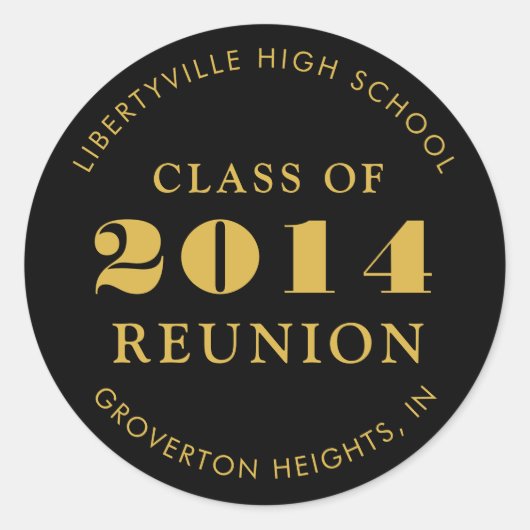 Klasse Wiedersehen Schwarzes Gold oder benutzerdef Runder Aufkleber (Vorderseite)