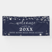 Klasse Wiedersehen Welcome Navy Blue Silver Stars Banner (Horizontal)