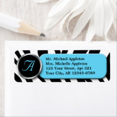 Klasse Zebra Print Aqua Monogram Address Labels (Insitu)
