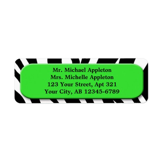 Klasse Zebra Print Lime Green Address Labels (Vorne)