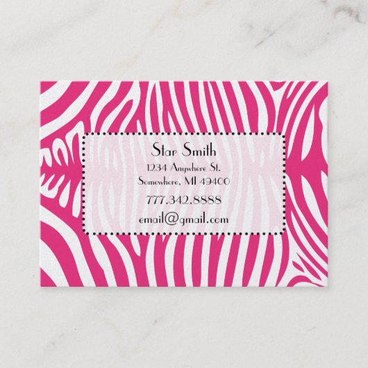 Klasse Zebra Skin auf jeder Farbkarte Honigsauckch Visitenkarte (Vorderseite)