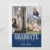 Klasse zum Hinzufügen von vier Fotos Blue Abschlus Ankündigung (Vorderseite)