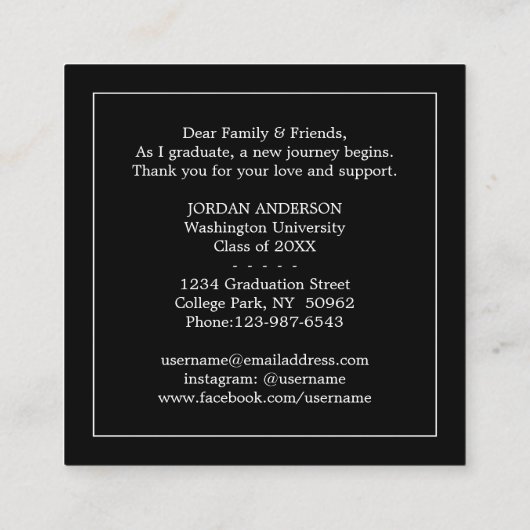 Klassen-Abschluss-Einsatz-Mitteilungs-moderne Telefonnummerkarte (Rückseite)