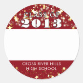 Klassen Wiedersehen Red Gold Stars Namensmarken Runder Aufkleber (Vorderseite)