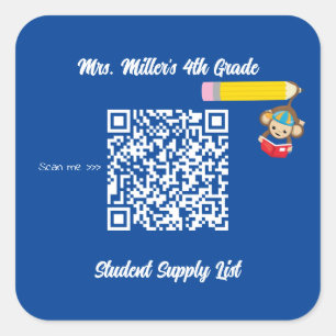 Klassenbelieferungsliste QR Code-Affe Quadratischer Aufkleber
