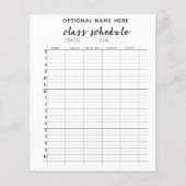 Klassenfahrplan für das Semester - Schwarzweiß (Vorderseite)