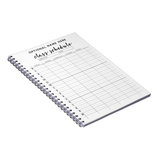 Klassenfahrplan für das Semester - Schwarzweiß Notizblock (Rechte Seite)
