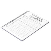 Klassenfahrplan für das Semester - Schwarzweiß Notizblock (Linke Seite)