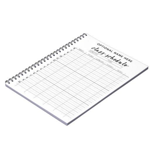 Klassenfahrplan für das Semester - Schwarzweiß Notizblock (Linke Seite)