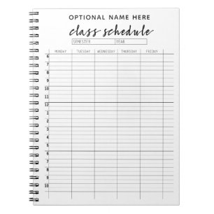 Klassenfahrplan für das Semester - Schwarzweiß Notizblock