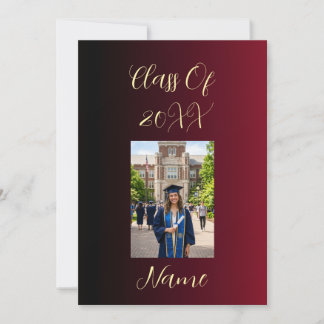 Klassenfoto des Jahres Burgund-Schwarzer Ombre-Akz Einladung