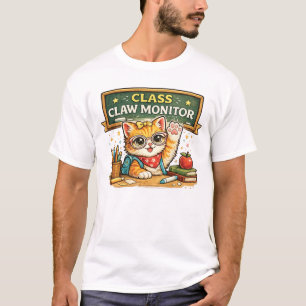 Klassenklaue Monitor Katze Design T-Shirt