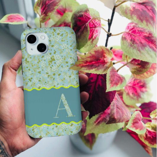 KLASSENMONOGRAM EIN BABY BLUE FLORAL BOTANICAL Case-Mate iPhone HÜLLE