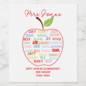 Klassennamen Lehrer danke Ihnen Apfelwortkunst Weinetikett (Einzelnes Label)