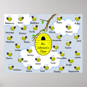 Klassenposter - Klassennamen Honey Bees & Hive Poster
