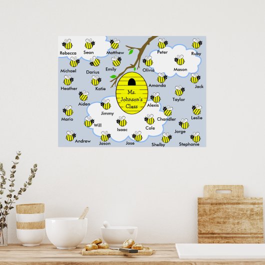Klassenposter - Klassennamen Honey Bees & Hive Poster (Küche)