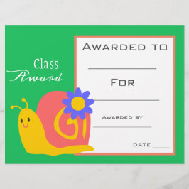 Klassenprämie niedliche Kinderschnecke