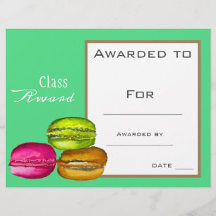 Klassenprämie niedliches Macaron-Kinderzertifikat