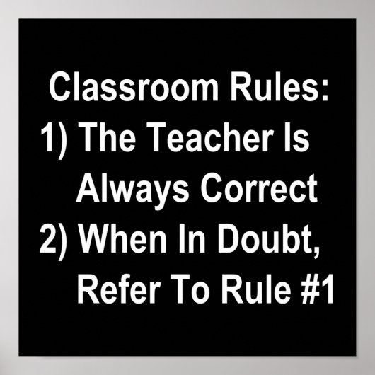 Klassenregeln (ganz weißer Text) Poster (Vorne)