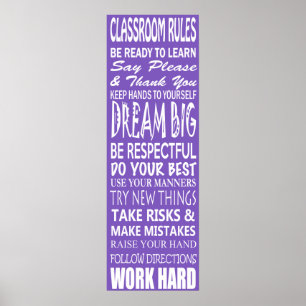 Klassenregeln Poster (Lila), 12" x 36"