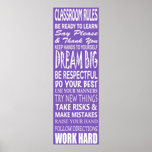 Klassenregeln Poster (Lila), 12" x 36" (Vorne)