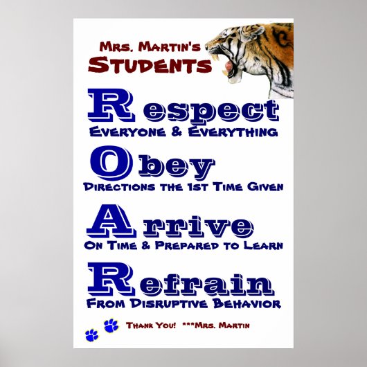 Klassenrichtlinien/Regeln Poster (Vorne)