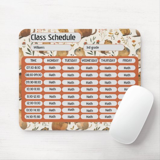 Klassenschema für Wasserfarben Capybara Muster 202 Mousepad (Mit Mouse)