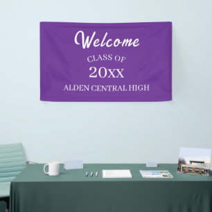 Klassentreffen Lila und Weiße Begrüßung Banner