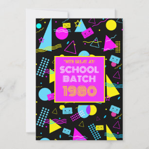 Klassentreffen Retro-Schule im Stil der 80er Jahre Einladung