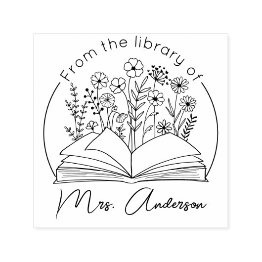 Klassenzimmer "Aus der Bibliothek" Blumenkohl-Buch Permastempel (Design)