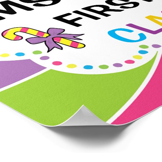 Klassenzimmer Begrüßung Unterschreiben Candy Theme Poster (Ecke)