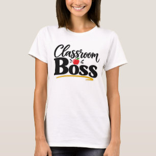 Klassenzimmer Chef Lustiger Lehrer Apfel Typografi T-Shirt