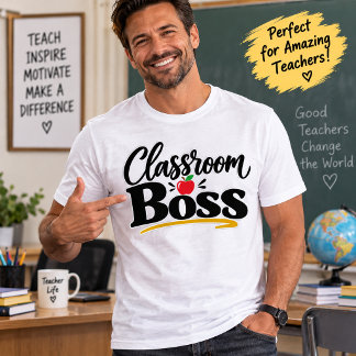 Klassenzimmer Chef Lustiger Lehrer Apfel Typografi T-Shirt