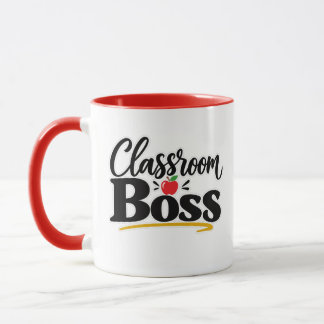Klassenzimmer Chef Lustiger Lehrer Apfel Typografi Tasse