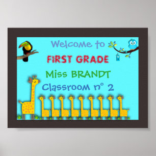 Klassenzimmer erster Klasse, Name des Lehrers, Rah Poster