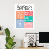 Klassenzimmer-Grüße Klassenzimmer-Bildungsplakat Poster (Heimbüro)