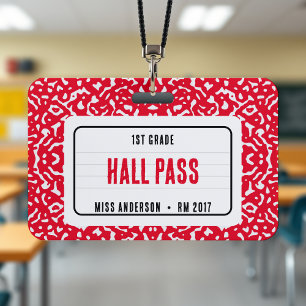 Klassenzimmer-Hall-Pass Rot für Notizbuch Ausweis