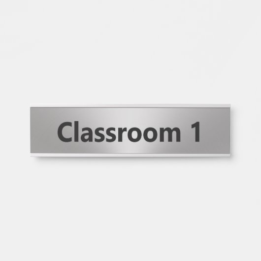 Klassenzimmer mit Silber- und Schwarz-Text-Vorlage Türschild (Vorderseite )