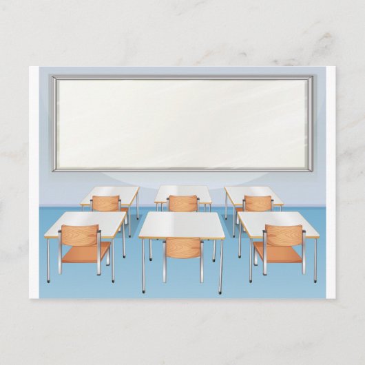 Klassenzimmer mit Stühlen und Tischen Postkarte (Vorderseite)