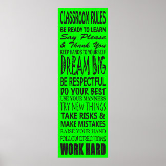 Klassenzimmer Regeln Poster (Lime Green), 12" x 36