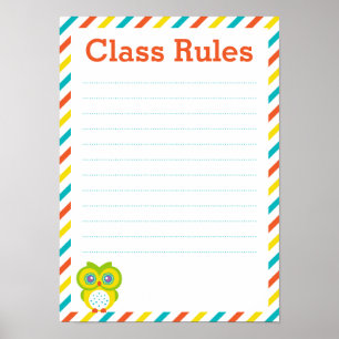 Klassenzimmer Regeln Poster - Thema "Owl"