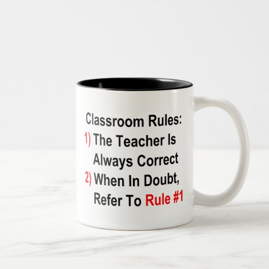 Klassenzimmer-Regeln Zweifarbige Tasse (Rechts)