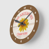 Klassenzimmer Rustic Daisy Teacher Runde Wanduhr (Winkel)