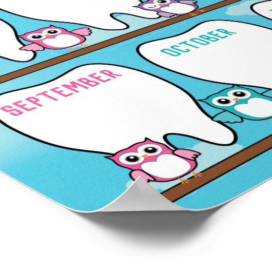 Klassenzimmer-Tally-Chart-Poster im Eule-Thema Poster (Ecke)